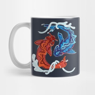 Japanese Koi Blue and Red Mug